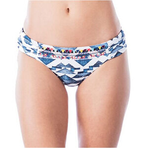 Lucky Brand Side Shirred Hipster Bikini Bottom Swimsuit Multi Size L